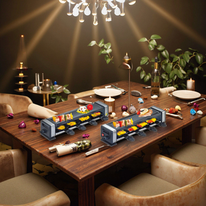 Barbecue <span class=keywords><strong>Raclette</strong></span> Électrique Intérieur Sans Fumée à Plaque Antiadhésive Certifié CE CB GS Deux en Un pour Utilisation Domestique Plaque de Cuisson BBQ - Product Image 1