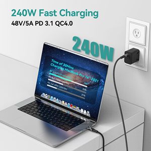 Nylon super rapide tressé 8K USB4 TYPE-C 240W DP 3.1 téléphone portable tablette ordinateur portable charge rapide câble de données 40GB transmission - Product Image 3