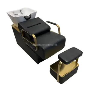 Reliable and Cheap shampoo unit bed shampoo bed with ceramic bowl and foot rest for beauty salon in good quality