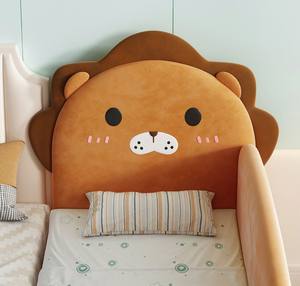Lit d'enfant en bois moderne Little Lion Lit simple pour garçons avec protection des bords et garde-corps Chambre à coucher - Product Image 4