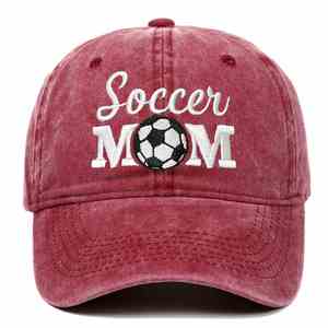 Gorra de Béisbol de 6 Paneles, de Lona Estampada con Diseño de Mamá Futbolista, de Algodón Vintage, Suave y Ajustable, al por Mayor - Product Image 3