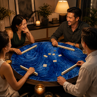 Tapis de jeu de casino rond haut de gamme en néoprène, housse de table Texas Hold'em, tapis de jeu de cartes et d'échecs bleu pour divertissement