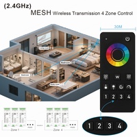 Tira de Luces LED RGB Aipin C213 Mesh Group Sync 2.4G WiFi Multizona, 4 Controles Remotos, 15A DC12-24V IP20 30m, Control por Aplicación, 360W, CE/FCC/ROHS