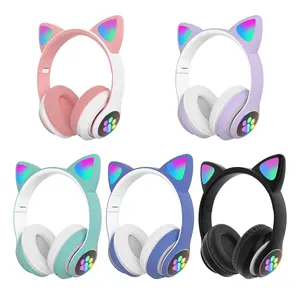 Mooie Led Draadloze Kat Oor Mic Hoofdtelefoon Stereo Voor Kids Teens Mobiele Telefoon Accessoires Oortelefoon Hoofdtelefoon