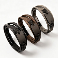Bracelet multi-couches pour homme avec croix de Jésus, fermoir magnétique, bijou religieux chrétien vintage, cadeau