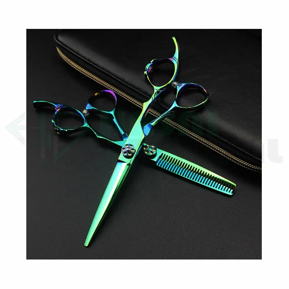 High quality Japan professional New Green barber hairdresser scissor & thinning scissor by Hasni Surgical CE / ISO