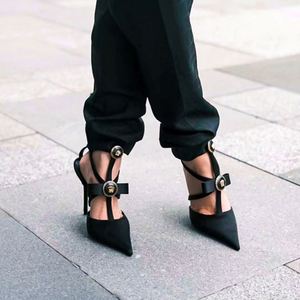 Bowknot Thin-<b>heel</b> Pointed-<b>toe</b> <b>Closed</b>-<b>toe</b> Sexy Roman Single-strap High-heeled Sandals for Women - Product Image 5