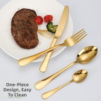 Ensemble de couverts en acier inoxydable de 24 pièces, poignée rouge brillante et polie de qualité supérieure, service de table de Restaurant en or