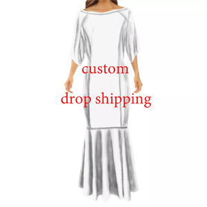 Vestidos de Noche elegantes para mujer, vestidos formales de cola de sirena, de cola de pez, estilo Tribal polinesiano dorado, con patrones, venta al por mayor - Product Image 5