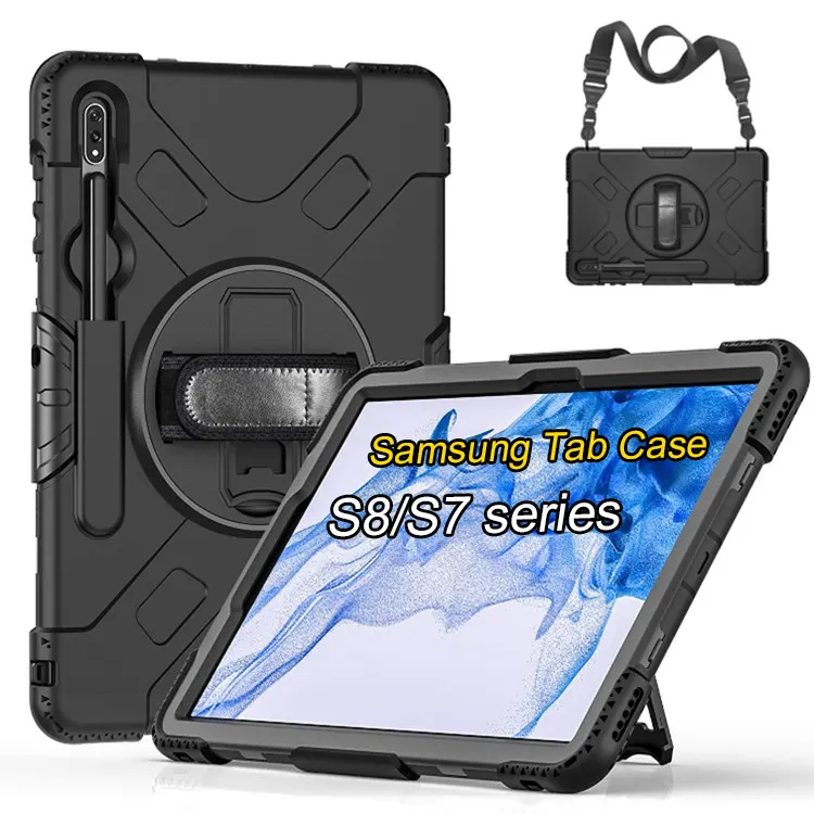 Funda de tableta resistente a prueba de golpes, para Samsung Tab S8 Ultra S7 FE S8 plus Galaxy Tab, con ranura para bolígrafo