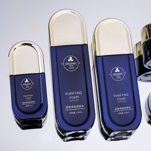 Độc Đáo Matte Vuông Chăm Sóc Da Thủy Tinh Mặt Kem <span class=keywords><strong>Jar</strong></span> 30Ml Huyết Thanh Lotion Bơm Chai <span class=keywords><strong>50Ml</strong></span> 100Ml Cho Chăm Sóc Da Bao Bì Bộ - Product Image 1