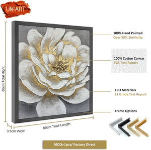 UNIART Hand Oil Painting Gold Leaf Flower Landscape Abstract on <strong>Canvas</strong> Large Decor Gift Art Wall Adornment Pictures - Product Image 6
