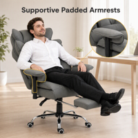Chaise de bureau de direction moderne à dossier haut, rembourrée et confortable, inclinable à 155 degrés, ergonomique, en cuir PU, avec 3 vérins à gaz et accoudoirs réglables en hauteur