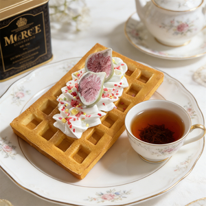 Rectangular Belgian Waffle Model PU Bead Base <b>PVC</b> Cream Berries Chocolate <b>Toppings</b> Crispy Eye Catching Cafe Window Displays - Product Image 5