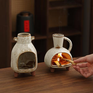 Brûleur d'arômes en céramique pour brûler le bois sacré, <span class=keywords><strong>la</strong></span> <span class=keywords><strong>sauge</strong></span> blanche et le cèdre, peut être utilisé à sec, plateau <span class=keywords><strong>de</strong></span> cheminée d'ambiance à flamme nue pour bureau - Product Image 1