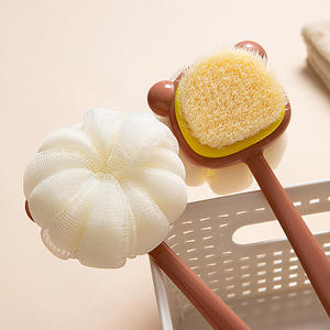 Gagang panjang dua sisi bulu halus buram bulu 2-in-1 sikat mandi bola bunga sikat shower kembali - Product Image 3
