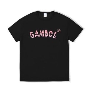 T-shirt GAMBOL ample à imprimé lettres en relief, style Hip Hop, manches courtes, streetwear décontracté, multicolore (noir clair) 220g, mode quotidienne - Product Image 1
