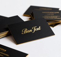 Cartes de visite personnalisées au design unique, papier cartonné noir de qualité supérieure avec bordure dorée en relief, impression sur carton pour les entreprises