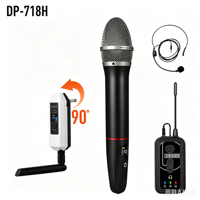 AIDI DP Professional Handheld UHF Wireless Cardioid Condenser Microphone Metal Body 3.5mm Headphone Plug 120dB SPL Singing