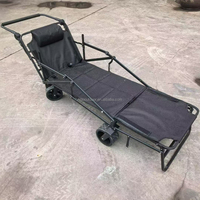 Chariot de camping pliable 2 en 1, lit et chaise, chariot utilitaire, chariot de parc, chariot de pique-nique, chariot de plage pliable, chariot de jardin, chariot de plein air pliable à roues