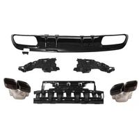 Diffuseur de pare-chocs arrière noir/argent avec embouts d'échappement pour Mercedes Benz Classe C W205 AMG Line Saloon 2015-2021, mise à niveau C63S