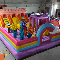 Château sautant gonflable de Funcity avec le château de glissière de divertissement des enfants de thème de fleur