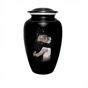Vase de table contemporain en métal noir de style européen et américain, motif Art Déco Urne Stardust Girl, impression numérique, pour la Journée de la Terre - Product Image 1
