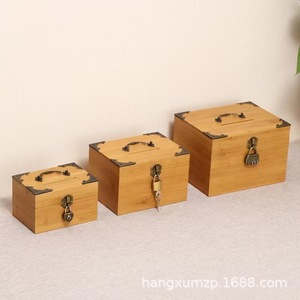 Coffre-fort en bois avec serrure à combinaison, boîte de rangement pour l'épargne et la gestion de la richesse, coffre au trésor en bambou et bois - Product Image 3