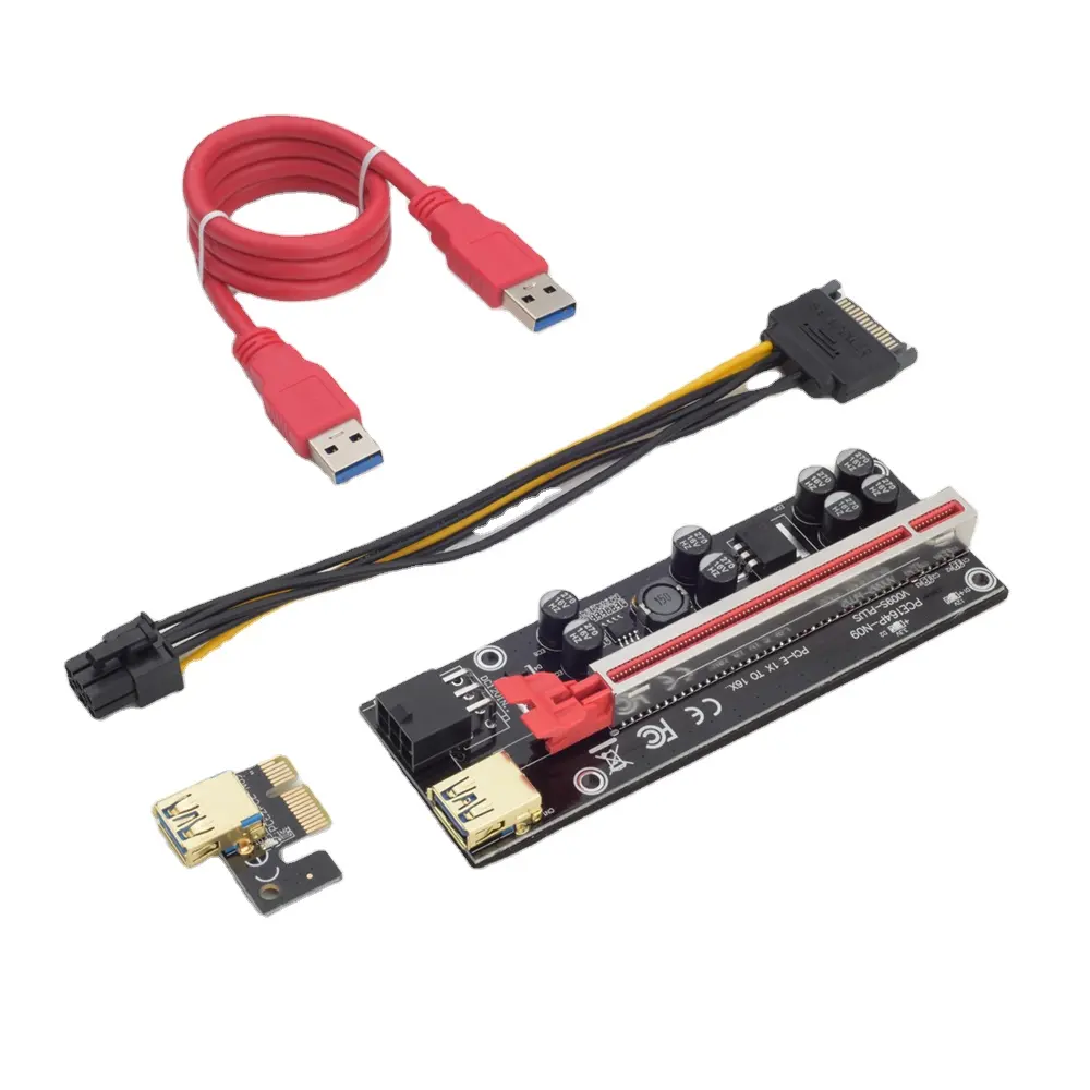 VER 009S Plus PCI-E Riser 6pin power interface PCIe 1X to 16x Riser Card Adapter for 009S