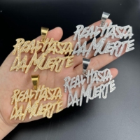 Pendentif Lettre en Acier Inoxydable Beiyan, Plaqué Or Tendance, Alphabet Hasta La Muerte pour Enfants, Pierre Principale en Zircon