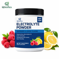 Poudre de boisson sportive électrolytique Qbioflex OEM/ODM, maintient l'équilibre hydrique, saveur framboise et citron, poudre d'électrolytes