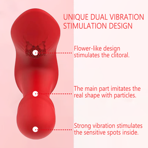 強化された喜びのための高度な充電式防水花型バイブレーター2in1レッドパープル - Product Image 4