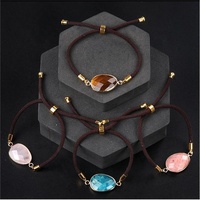 Bracelet réglable à double boucle en pierres naturelles à facettes irrégulières, cadeaux pour femmes et couples, bracelets et joncs tendance