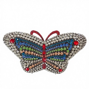 LEB1136 Bolso de Mano Tipo Clutch con Forma de Mariposa, Decorado con Cristales de Imitación, Forro de Poliéster, para Novias, Fiestas y Eventos Nocturnos - Product Image 2