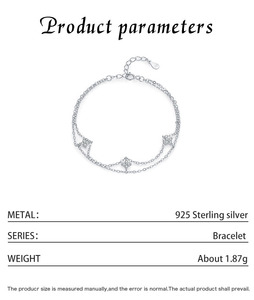 S925 Silver Rhodium Plated Chain <b>Bracelet</b> With Star Crystal Minimalist Everyday Wear Unisex Jewelry - Product Image 2