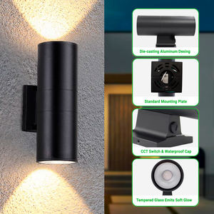 Appliques murales d'extérieur à capteur de crépuscule à l'aube certifiées ETL 5CCT Applique murale extérieure en aluminium moderne pour façade - Product Image 4