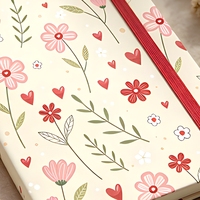 Carnet de notes A5 personnalisé à couverture rigide avec impression florale en forme de cœur, journal, papeterie, cadeau