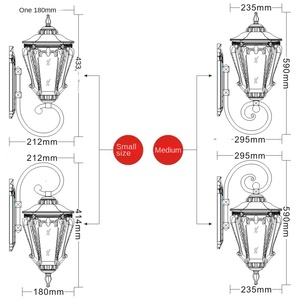 โคมไฟติดผนังสไตล์ยุโรปสำหรับประตูระเบียงสวนวิลล่าโคมไฟติดผนังกลางแจ้งกันน้ำสไตล์ยุโรปโบราณสำหรับทางเดินในสวน - Product Image 3