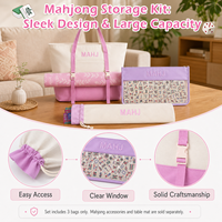 Ensemble de sacs fourre-tout en toile XCL American Mahjong 3 pièces, pliables, durables, pour le rangement et le transport des accessoires de Mahjong, plusieurs couleurs