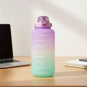 Eco Friendly Free Wellness Reusable Custom Logo Gym Sports Plastic Motivational <b>Water</b> <b>Bottle</b> <b>With</b> Time Marker <b>Straw</b> - Product Image 4