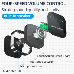 Micrófono de Condensador Omnidireccional Profesional Q9 para Escritorio, con Cancelación de Ruido, Construcción Metálica, USB, para Enseñanza - Product Image 4