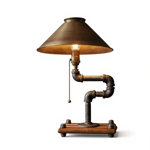 Lámpara de Mesa Industrial Moderna con Pantalla de Metal en Forma de Cono, Base E27, Color Beige, LED Ecológica para Iluminación Decorativa de Sala de Estar - Product Image 1