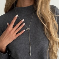 Collier tendance en cuivre avec pendentif goutte d'eau pour femme, chaîne simple pour pull, accessoires de mode, cadeau bijoux
