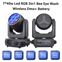 BPM Splash X 2 pièces Blanc avec étui Wash Moving Heads Éclairage double 7*40w Bee Eye Sans fil Batterie Mariage DJ Fête Scène Théâtre