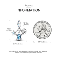 925 argent Sterling tortue de mer étoile de mer coquille pendentif breloques Zircon bijoux avec numéro motif pour fête femmes cadeau