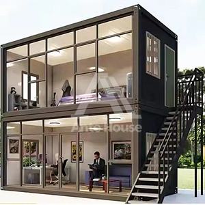 创新的两层防火钢住宅 | 环保胶囊房概念，带木质容器舱和露台 - Product Image 3