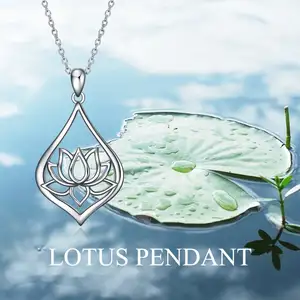 Chất lượng cao 925 sterling Silver Gold Plated đồ trang sức đơn giản Lotus Flower Mặt dây chuyền vòng cổ