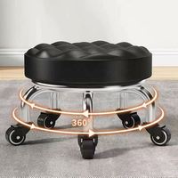 Mobilier de maison préfabriquée chaise ronde basse roulante petit tabouret en cuir synthétique