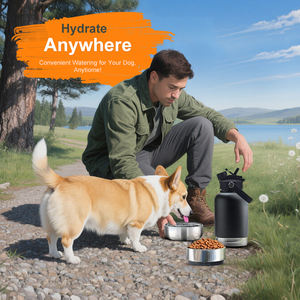 Tazón de Viaje 3 en 1 con Logotipo Personalizado, Botella de Agua de Acero Inoxidable con Aislamiento de Doble Pared para Almacenamiento de Alimentos para Mascotas Pequeñas, Perros y Gatos, Antiderrames - Product Image 5