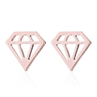 Mode acier inoxydable or Rose évider diamant forme boucles d'oreilles pour femmes fille géométrique bijoux